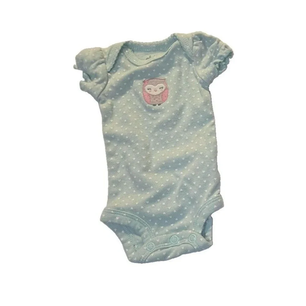 Baby Girl Nwot Child Of Mine By Carter's Preemie Blue Polka Dot Owl Bodysuit